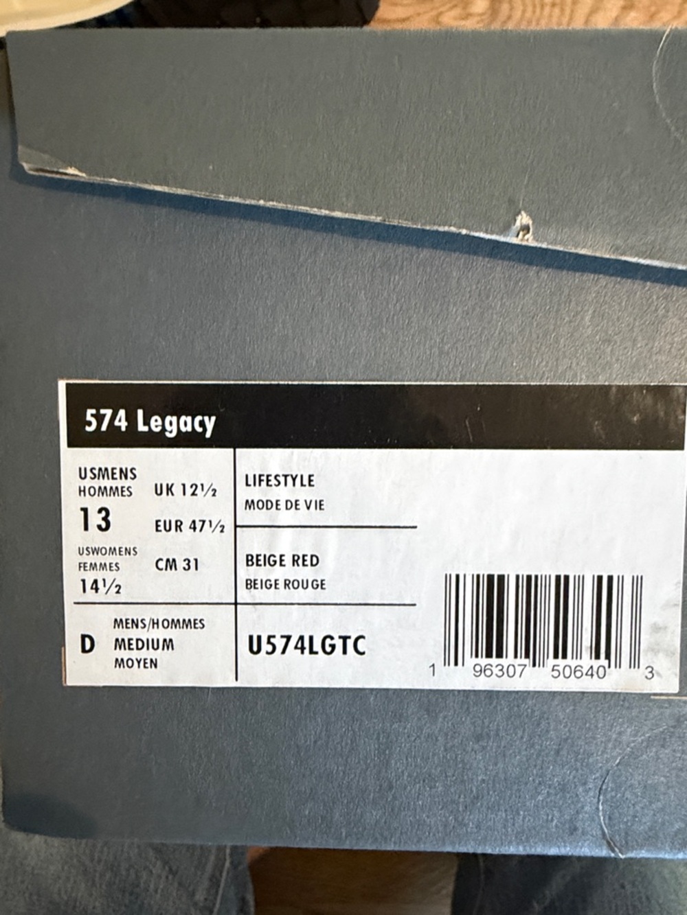New Balance 574 Legacy Men's White & Red Sneakers, NEW IN BOX - Picture 7 of 7